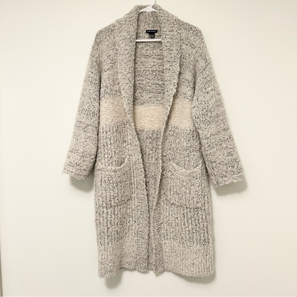 Club Monaco Wool Textured Knit Cream and Gray Open Cardigan Alpaca Wool size XS